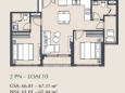 Căn hộ 2PN 67m3. 4.4 tỉ hướng Đông Nam, view hồ bơi, phân khu thấp tầng