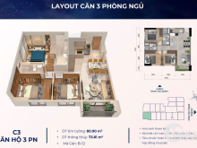 BÁN CĂN HỘ 3PN 80m2 CĂN GÓC - bank ân hạn gốc lãi 24 tháng - giá gốc cdt 