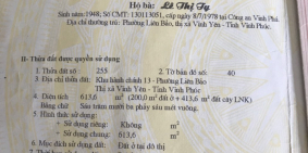 BÁN Ô ĐẤT 2 MẶT TIỀN NGÕ ĐỐI DIỆN UBND LIÊN BẢO, VĨNH YÊN GIÁ CHỈ TỪ 13 TRIỆU