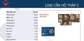 Bán chung cư Việt Đức Complex, căn góc 101m2, 3PN, giao thô, cửa Đông Nam