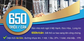 BÁN NHÀ MỚI NGÃ 3 MỸ HẠNH, ĐỨC HÒA, LONG AN