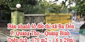 Bán nhanh lô đất thị xã Ba Đồn – P.Quảng Thọ – Quảng Bình
