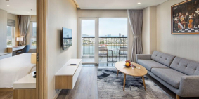 Cho thuê căn hộ F -Home 1PN tòa A VIP 5 Sao sang chảnh,căn góc,view sông tầng ca