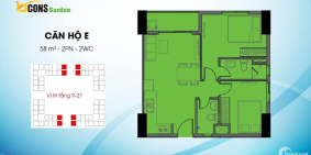 Cần bán căn góc Bcons Garden D.14 58m2, ban công Đông, tầng trung, giá 1.368 tỷ