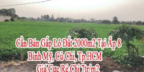 Cần Bán Gấp Lô Đất Tại Ấp 8, Bình Mỹ, Củ Chi, Tp.HCM Giá Cực Rẻ Chỉ 5 trieu/m2.