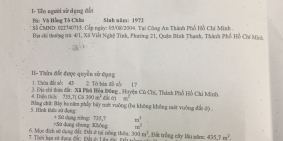 BÁN XƯỞNG Ở CỦ CHI DT 735M2 CÁCH TỈNH LỘ 2 100M