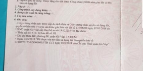 BÁN NHÀ MẶT TIỀN KINH DOANH, P.8, GÒ VẤP, HCM