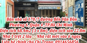 Bán nhà số 170/1 đường Bến Vân Đồn, P6, Q4, Tp Hồ Chí Minh