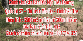 Chính Chủ Cần Bán Đất Mặt Tiền Đường Quốc Lộ 57 – Thị Trấn Mỏ Cày – Tỉnh Bến Tre