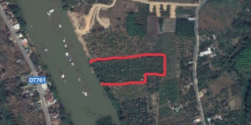 Bán lô đất vườn trồng trái cây giáp sông, nằm liền kề Quốc Lộ 20