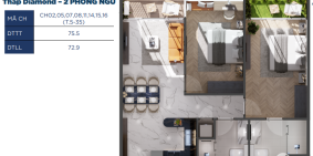 Thanh toán 10% có ngay căn hộ cao cấp dự án CharmDiamond-liền kề Vincom-2PN/75m2