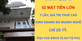 QUẬN 10, 2 MẶT TIỀN LỚN, BẮC HẢI 7 LẦU, GIÁ TRỊ THUÊ CAO