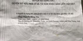 905m đất nha trang, sẵn 360m thổ cư, gia đình bán giá 7tỷ