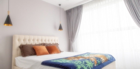 Căn hộ 2PN tầng 17 view Tây Nam tại Kingston Residence Novaland. Nội thất y hình