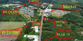 Mặt tiền đường DT 765B – Gần Chợ, Ủy ban, Trường học – 200 m2 – thổ c