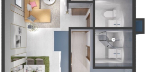 Căn hộ 2PN 60m2 Thiên Quân Marina Plaza - View ngoài thành phố