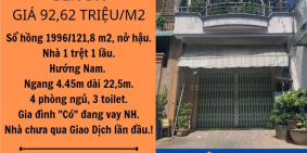 NHÀ MẶT TIỀN BẾN ĐÁ GIÁ 92,62 TRIỆU/M2