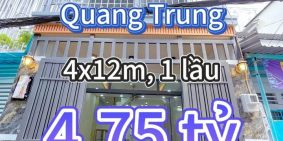 Nhà đẹp 4x12m Quang Trung, Phường 10, Gò Vấp, 1 lầu, hẻm taxi = 4.75 tỷ