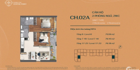 Dự án Vung Tau CenTre Point 2 phòng ngủ 76m2 view biển cam kết cho thuê 12 triệu