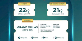 Bán Căn Biệt Thự Góc View Sông Khu GRAND VILLAS Dự Án Aqua City