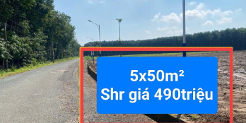 Full 490tr lô đất 250m2. Đường nhựa ngay gần TT Chơn Thành. Sổ riêng có thổ cư