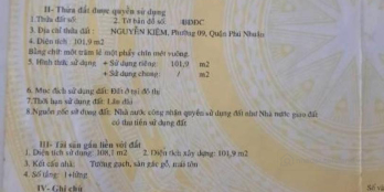 Mặt tiền Nguyễn Kiệm - sổ hồng 101,9m2 (4,6m x 23,7m). Chỉ 13,5 tỷ