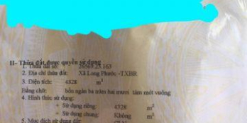 ĐẤT CHÍNH CHỦ LONG PHƯỚC BÀ RỊA 4.328M2 GIÁ 3,5 TỶ