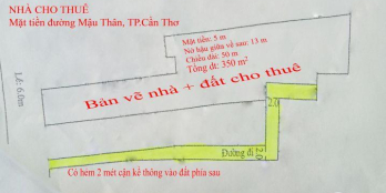 Cho Thuê Nhà Mặt Tiền Đường Mậu Thân, Ninh Kiều, Cần Thơ, Dt 350m2 Giá 60Tr/tháng
