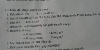 Bán đất nông nghiệp tại Ấp Vĩnh Phú A, Xã Vĩnh Phú Đông, Phước Long, Bạc Liêu