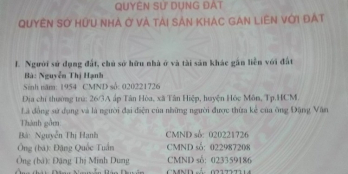 Bán đất chính chủ tại Xã Tân Hiệp, Huyện Hóc Môn, HCM