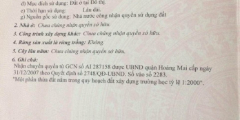 bán đất ngõ 179 vĩnh hưng DT 60.5m MT 4m đất vuông đã có nhà c4