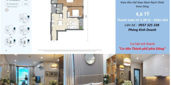 Căn hộ 2PN view khu thể thao Nam Rạch Chiếc, CC cao cấp Quận 2 - Giá 4,6 tỷ/76m2