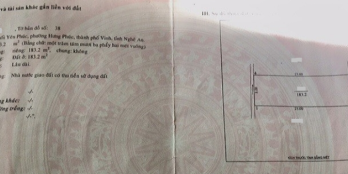 Mặt bằng kinh doanh 183m2 đường Trần Huy Liệu, Hưng Phúc, Nghệ An