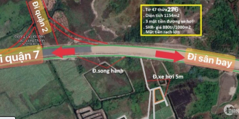 Hơn 1000m2 đất 3 mặt tiền đ.xe hơi giáp rạch lớn sổ hồng riêng giá tốt