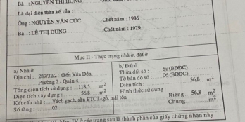 Bán nhà hẻm số 353/58b (289/32/20) Bến Vân Đồn, Phường 2, Quận 4