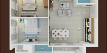 Căn  Hộ Tâm Huyết 65m, 2PN, 2WC, Căn góc Chung Cư Bình An, P10, Tp.Vũng Tàu