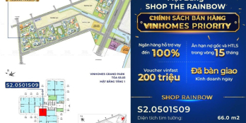 Shop Rainbow (Vinhome Q9), nhận nhà kinh doanh ngay, vay 100%, HTLS 0% 15 tháng
