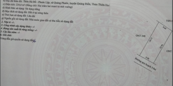 Chính chủ bán đất View phá Tam Giang, Quảng Điền, Huế: DT: 224 m2 (9,5x23,5).