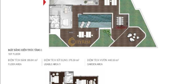 Căn Pool Villa Đảo Kim Cương, có dt đất 443m2, 2 tầng, hồ + sân vườn riêng