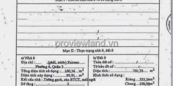 Cần bán nhà Pasteur, Quận 3, DT 3323m2 đất, GPXD 22 tầng + 4 hầm