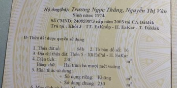 Cần bán lô đât eapan. Dài 100 ngang 6m