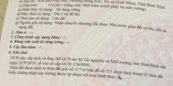 Bán lô đất hẻm khu phố phù đức  4.8 x 23m thổ cư hết gần quản trường bồng sơn