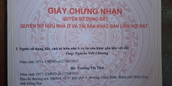 Bán nhà sổ riêng thổ cư, kp4 long bình, dt 6,2x15 nờ hậu 6,6.