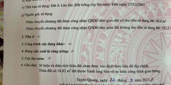 Bán đất km 5 Tỉnh đội Diện tích 180m2, có 60m2 thổ cư Mặt trước 4,4m sau nở hậu