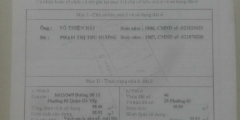 Bán nhà hẻm 3m 566/ Nguyễn Thái Sơn, P5, Gò Vấp. DT: 4.5 x 8.5m. Giá: 2.6 tỷ