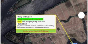 Đất nông nghiệp xã Phú Đông - 2126m2 CLN(có 300m2 thổ cư) - đường thuỷ tới đất