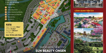 BÁN CĂN SHOPHOUSE 3 MẶT TIỀN SIÊU ĐẸP DỰ ÁN SUN BEAUTY ONSEN THANH HÓA