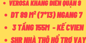 CTY Hùng Vĩ Land Bán Biệt Thự Verosa Khang Điền 7x13m Chỉ 14,6 Tỷ.