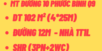 BDS HÙNG VĨ LAND [NC] Nhà 1T1L 4x23m MT Phước Bình 8.4 tỉ (3PN+2WC) 19/06/2022