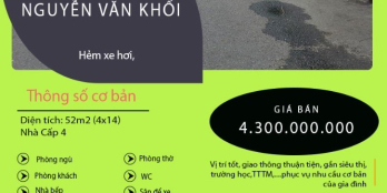 Gò Vấp, P8, Nguyễn Văn Khối, Hẻm xe hơi, 52m2,